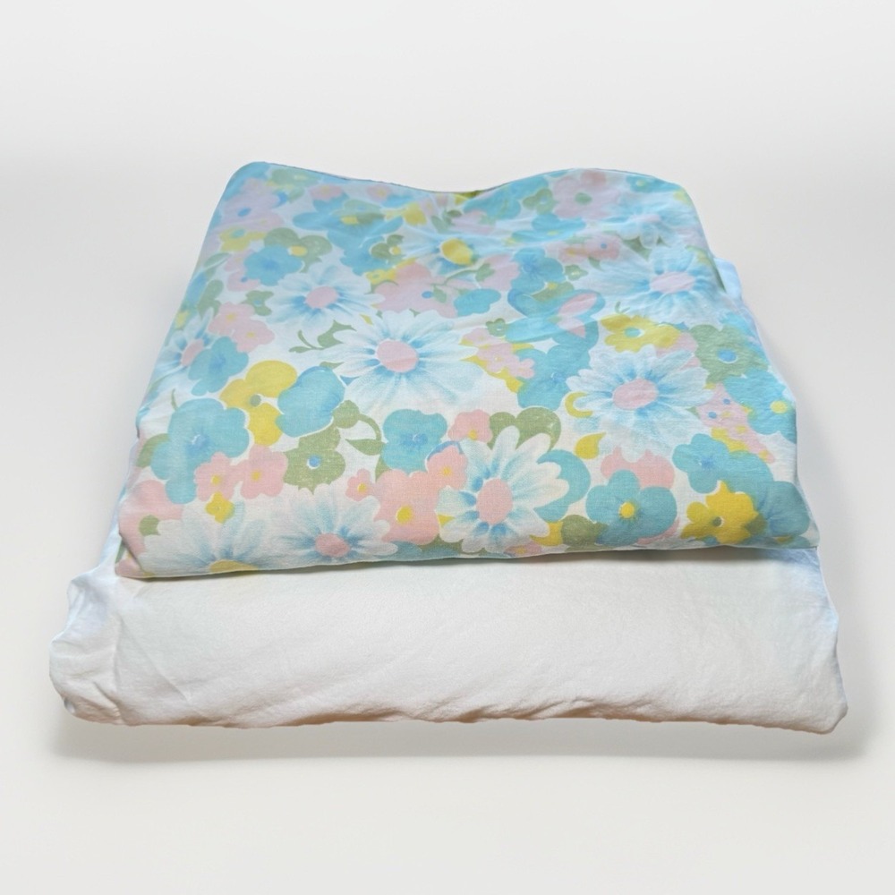 2 VTG Twin‎ Fitted Sheets Ralph Lauren – White & Pacific Miracle Floral